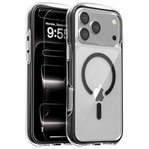 WarpHex iPhone 17 Pro �P�[�X �ϏՌ� �G�A�N�b�V���� ���e�� �R�p�K�i �����h�~ MagSafe�Ή� �g�уX�g���b�v�t��(�u���b�N)