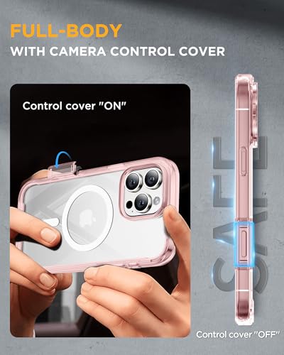 Image of Miracase for iPhone 16 Pro Case Full-Body Phone with Built-in Glass Screen Protector, [Compatible with MagSafe] Military Drop Proof 16 Pro Cover Bumper 6.3 inch, Clear Pink