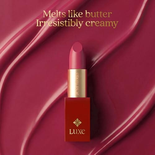 Image of Just Herbs Luxe Satin Melt High Shine Lipstick | Luxury Makeup | Ayurvedic Formula | Long Lasting Shine | Ayurvedic Lipstick - 4 gm (06 BERRY ALLURE)