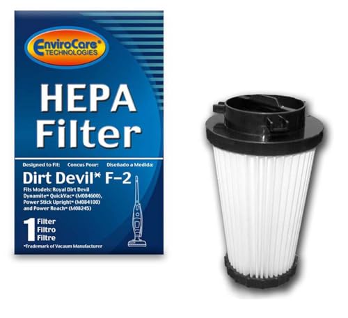 EnviroCare Premium Replacement HEPA Vacuum Filters Designed to Fit Dirt Devil Dynamite, Quickvac, Power Stick, and Power Reach Uprights. Type F2