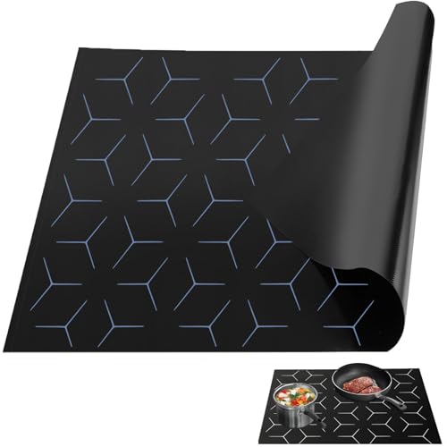 Herdabdeckplatte Schutzmatte ，62x53cm Glasfaser wiederverwendbare abdeckung Herdabdeckung matte,für Induktion Kann beheizt werden Glaskeramik-Kochfeldabdeckung