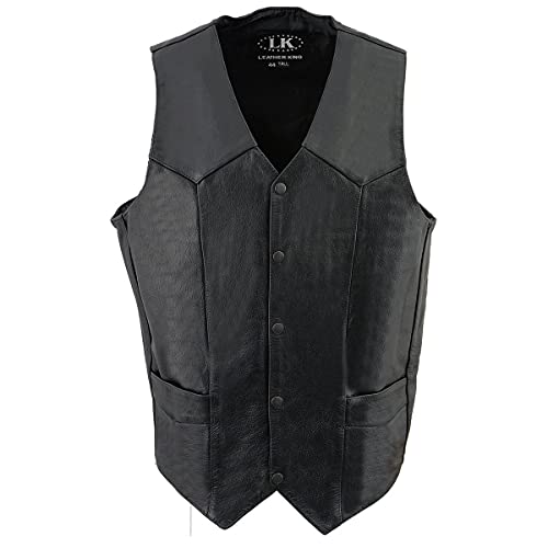 Image of Milwaukee Leather Men's Premium Leather Western Style V-Neck Motorcycle Rider Vest with Front Snap Closure |LKM|ML|SH