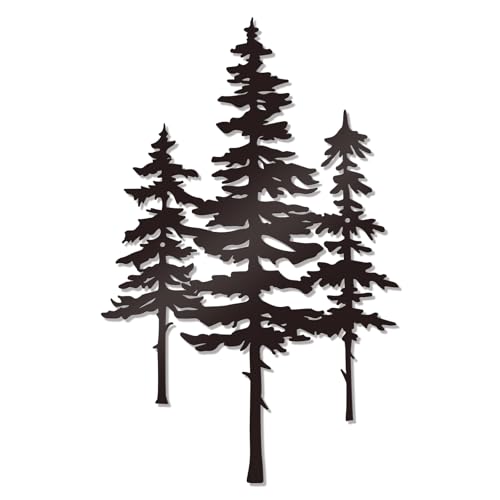 Bnesi Metal Wall Art Pine Tree Wall Decor Nature Cedar Trees Metal Home Wall Art Sign Wall Decorations for Living Room Bedroom Home Forest Decor Gift for Nature Lover (Black)