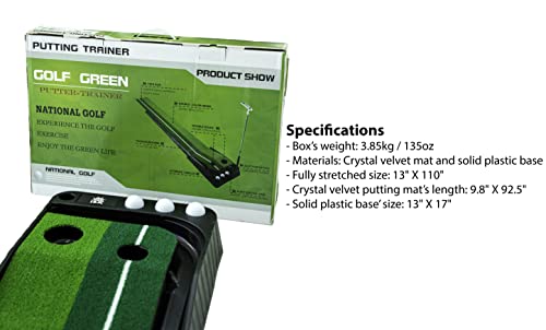 I&K Pro Indoor Golf Putting Green-Mini Putting For Indoor Use - Golf Accessories For Men, Golf Gifts For Men, Green Indoor Games Outdoor – Golf Mat With 1 Bonus Ball&Professional Box 8.2 X 1.28 Feet #TOP7