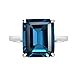 Gems Vibes London Blue Topaz Ring Solid 925 Sterling Silver Ring Emerald Cut Gemstone Ring Handmade Statement Ring For Women Unique Gift For Her Natural Blue Topaz Ring (London Blue Topaz)