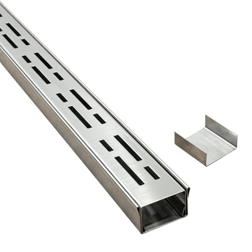 SXSJMY Entwässerungsrinne flach 5 cm breit 1 m lang ablaufrinne aussen aus 304 Edelstahl mit Kupplung entwässerungsrinne schmal für Beton/Pflastersteine/Terrassen/Gehwege