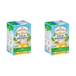 Twinings Tea Mint Green Cold Brew Tea, Refreshing Tea, Sugar Free, All Natural Green Tea with Mint, Fresh Flavors, Herbal Tea Brews in Cold Water, 20 Tea Bags (Pack of 2)