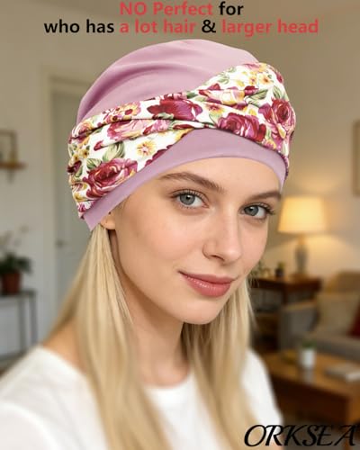 Image of Chemo Headwear for Women Knot Beanies with Stretch Elastic Turbans Soft Cancer Hats Head Coverings Scarf Headwraps