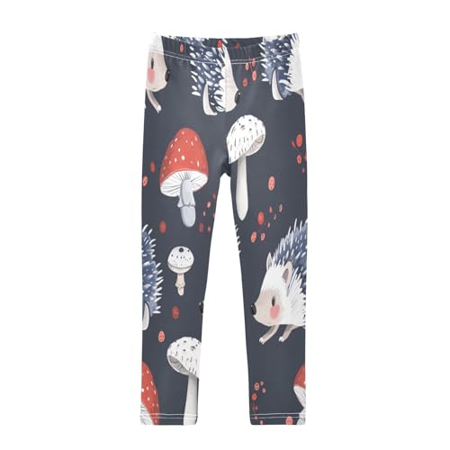 Toddler Girls Leggings Printed Yoga Pants Leggings Red Mushroom Hedgehogs for Kids