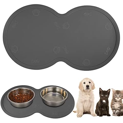 SUSSURRO Dog Food Mat, Feeding Mat for Dogs Cats Silicone Non Slip Pet Bowl Mat Washable Dog Placemat Food Tray Cover