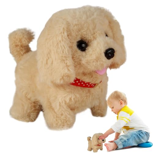 Monozoz Juguete para Perros Que ladra para niños, Juguetes interactivos para Perros Que ladran - Perro de Peluche ladrando moviendo la Cola | Animal Robot Realista, Mascota interactiva electrónica,