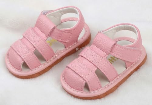 Image of Baby Boys Girls Squeaky Sandals Summer Closed-Toe Anti-Slip Premium Rubber Sole Toddler First Walkers Shoes