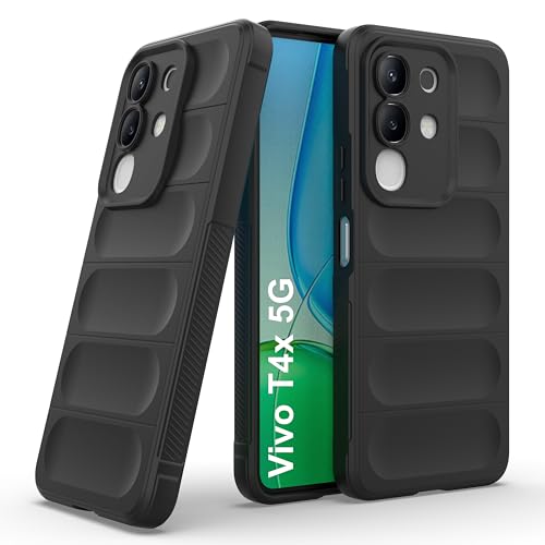 Image of Zapcase Back Case Cover for Vivo T4x 5G | Compatible for Vivo T4x 5G Back Cover | Liquid Silicon Magic Case with Camera Protection | Black