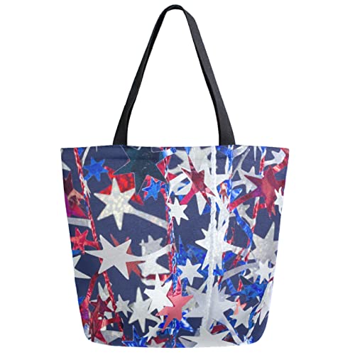 Party Favors and 4th Of July Decorations Extra Large Canvas Shoulder Handle Tote Good Storage Bags for School Gym Weekender Beac