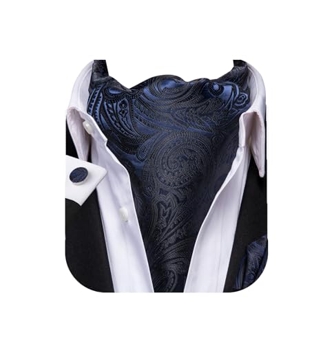 Image of Dubulle Paisley Floral Ascot for Men Self Tie Mens Cravat and Pocket Square Cufflinks Wedding