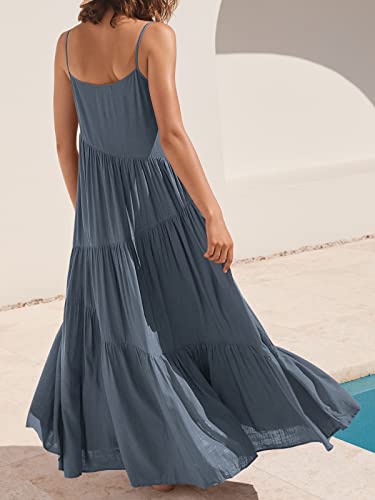 Image of ANRABESS Women Summer Casual Loose Sleeveless Sundress Spaghetti Strap Flowy Boho Linen Beach Vacation Maxi Long Dress