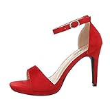  Ital-Design Damenschuhe Sandalen & Sandaletten High Heel Sandaletten Synthetik Rot Gr. 39