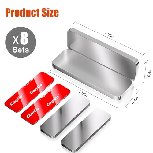 Image of 8 Pack Magnetic Cabinet Door Catch, Ultra Thin Cabinet Door Magnets, Adhesive Drawer Magnets to Stay Closed, Stainless Steel Cabinet Latch Easy Install
