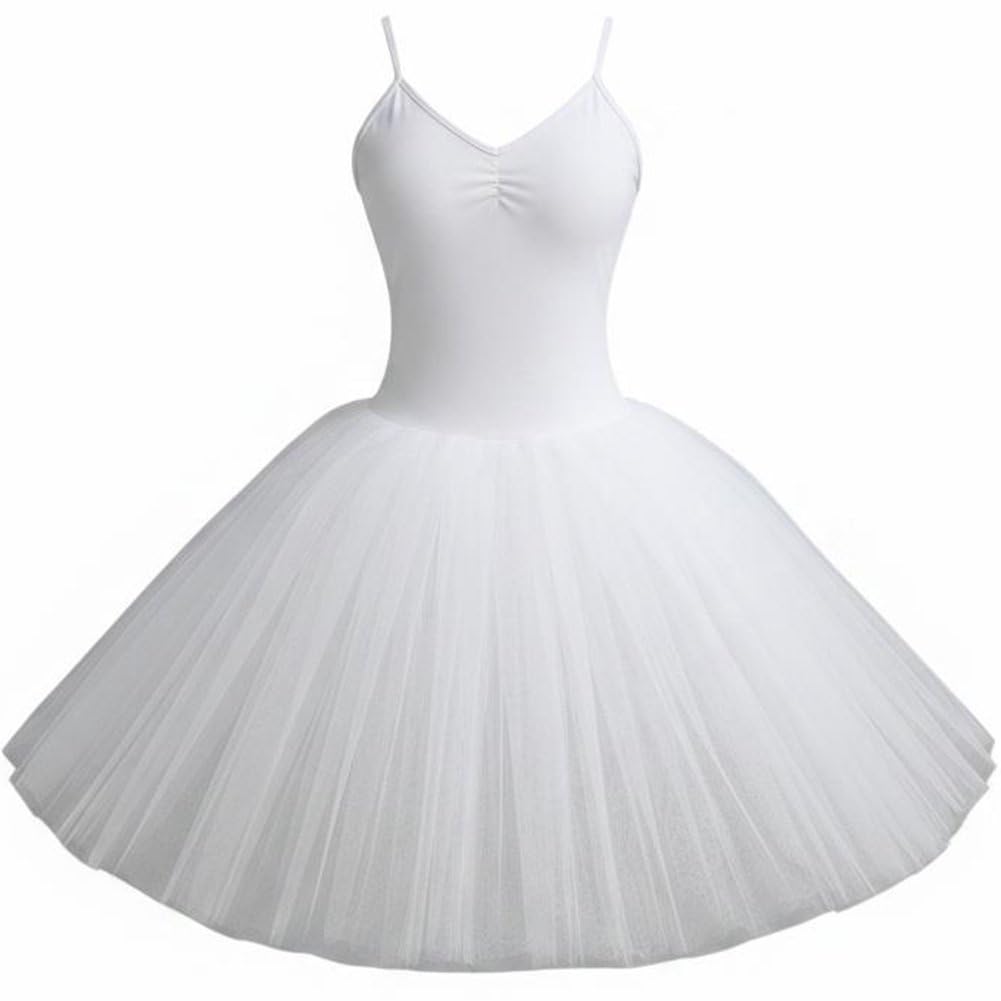 Hrippy Tulle Skirted Ballet Leotard, Camisole Dancewear for Female Performance and Professional Training