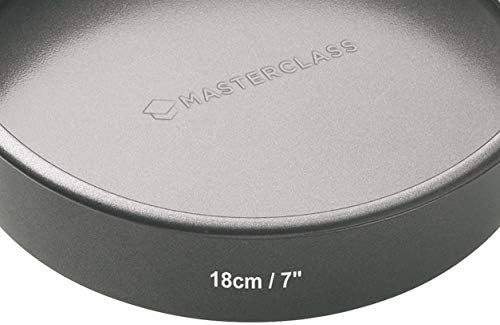 MasterClass KCMCHB12 20cm Loose Based Sandwich Tin with PFOA Free Non Stick, 8 Inch Round Cake Pan, Grey & KCMCHB22 18cm Loose Based Sandwich Tin with PFOA Free Non Stick, 7 Inch Round Cake Pan, Grey