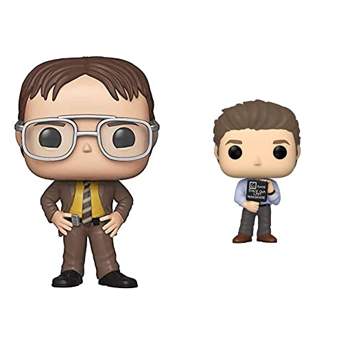 Funko Pop! Tv: The Office - Dwight Schrute &Amp; Pop! Tv: The Office - Jim With Nonsense Sign Blue, 3.75 Inches
