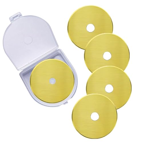 Generic Rotary Cutter Blades,60mm Replacement Blades 5-Pack,Compatible with Fiskars,Martelli,Dremel,Truecut,DAFA,Fabric Cutting Blades Refill for Quilting Sewing Arts &Crafts,SKS-7,(Titanium Coated)