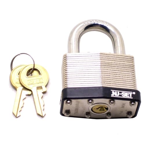 Image of NUSET 2 inch Laminated Hardend Shackle Padlock-Pin Tumber Double Locking with Rubber Bumper, Keyed Alike, Set of 2