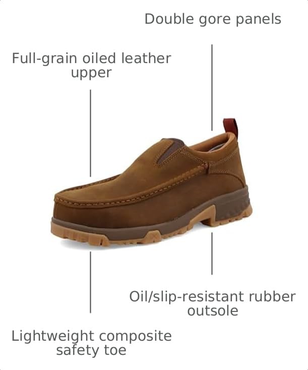 Image of Twisted X Mens Composite Toe Slip-on Driving Moc Work Shoe