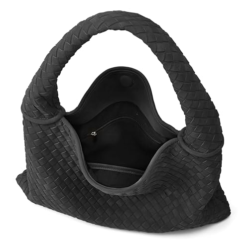 Image of Suede Woven Hobo Bags Purses for Women Woven Leather Bag Vintage Tote Bag Retro Handbag Satchel 2025