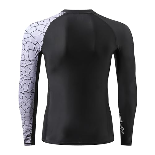 Image of HUGE SPORTS Men's Rash Guard Long Sleeves UPF 50+ UV Sun Protection Quick Drying Splice Compression Swim Shirts