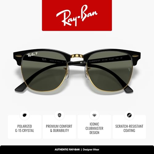 Image of Ray-Ban RB3016 Clubmaster Classic Square Sunglasses for Men for Women