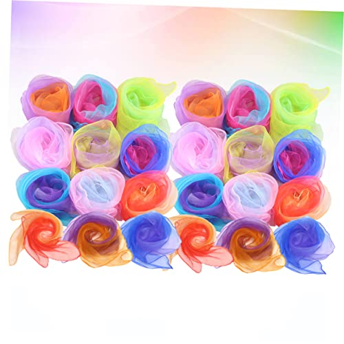 Juggling Dance Scarves Set 24pcs Gradient Silk Scarves Performance Random Color3