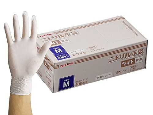 パックスタイル 業務用 使い捨て ニトリル手袋 ライト 白・粉無 M 3000枚 00586528