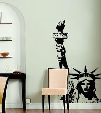 Miniatura 3 de Vinilo calcomanía de pared Estatua de la libertad enorme (color negro) # 136 a 40"x62"