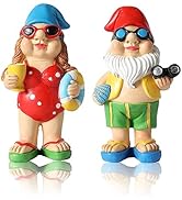 iStatue Beach Gnomes with Swim Rings, Sunglasses, Telescope and Shell - Set of 2 Resin Table Top ...