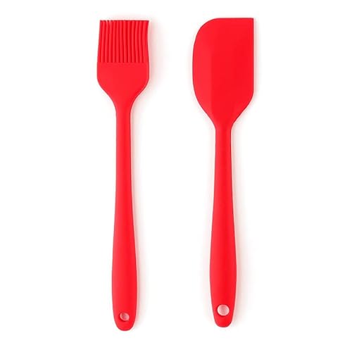 Frenchware Oil Brush For Cooking & Non-Stick Silicon Spatula (Set Of 2) Baking & Mixing – Seamless Design, Heat-Resistant -40°C To 230°C, Food-Grade & BPA-Free, Dishwasher Safe (Red) For Rs. 179 @ 78 %