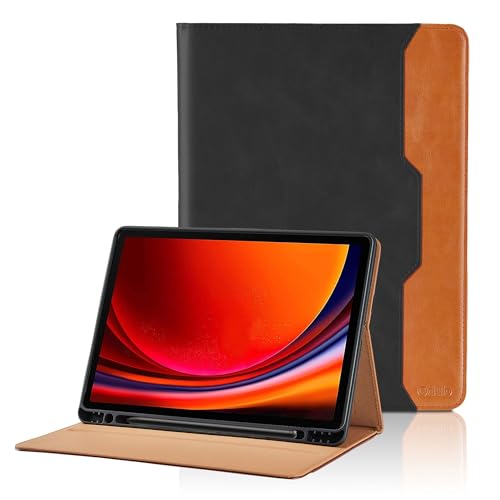Case for Samsung Galaxy Tab S10 Plus 2024/S9 FE+/S9 Plus 12.4 Inch 2023 - Model SM-X820/X826B/X610/X616B/X810/X816B with S Pen Holder and Pocket, PU Leather Folio Stand Cover Auto Wake/Sleep, Black