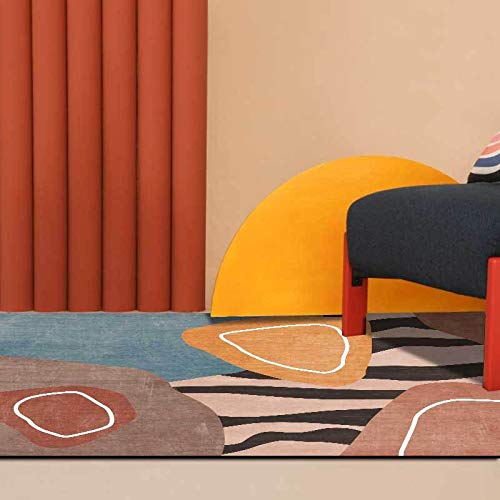 Tapis moderne géométrique 120x200 cm lavable et antidérapant pour salon