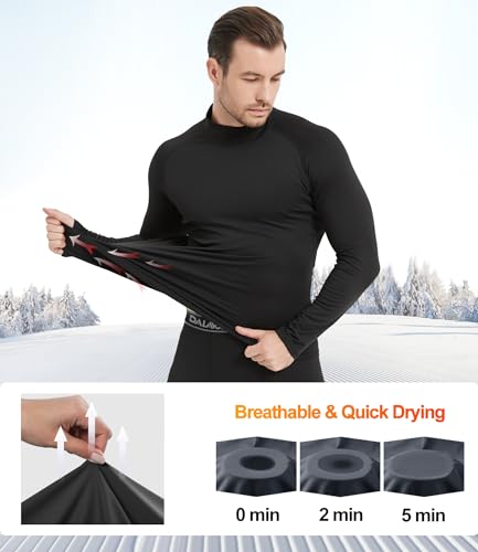 5 Pack Thermal Compression Shirts for Men Mock Turtleneck Long Sleeve Running Undershirt Base Layer Tops for Winter3