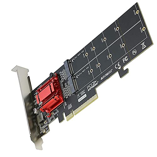 Fegtrty Dubbel NVMe PCIe-Adapter för M.2 SSD 22110/2280/2260/2242