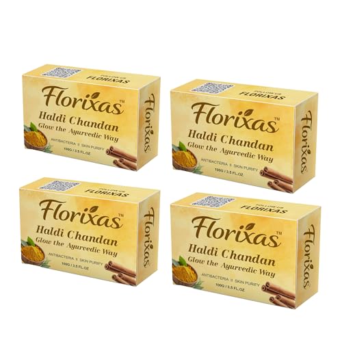 Image of Haldi Chandan Soap 100g Pack of 4 | Ayurvedic Herbal Bath Bar Turmeric Sandalwood Glow Brightening Natural Smooth Skin Unisex