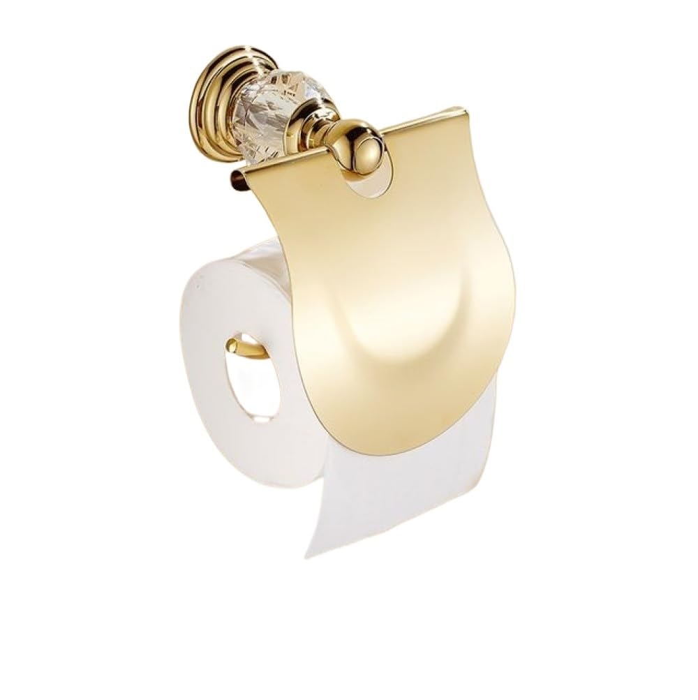 Towel Ring, Golden Crystal Bath Hardware Set Soap Dishes Towel Rack Bar Paper Holder Dish(Paper Holder Only)