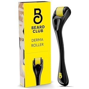 The Beard Club Derma Roller for Face, Body and Scalp – Microneedling for Men and Women with 540 Titanium Microneedles – Beard Roller & Micro Needling Scalp Hair – Black & Yellow