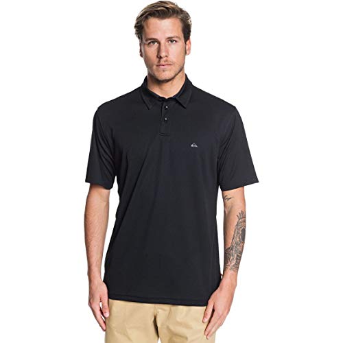 Quiksilver Waterman Men's Water 2 Lightweight Quick Dry Collared Polo Shirt, Black, L