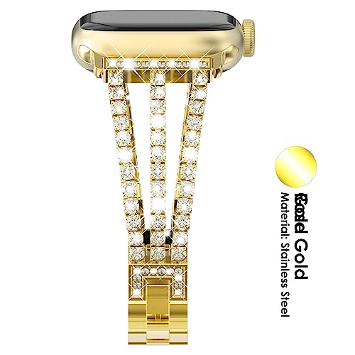 WINGLE 46mm 45mm 44mm 42mm(Series 3 2 1) Compatible with Apple Watch Straps,Women Bling Bracelet Stainless steel Replacement wristband for iWatch Strap SE Series 11 10 9 8 7 6 5 4 3 2 1 - Image 2