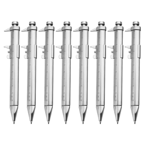 MAGICLULU Bolígrafo Calibrador Vernier para Estudiantes, 8 Piezas, Plástico Plata, Escritura Estable y Medición Precisa, Adecuado para Escuela y Oficina