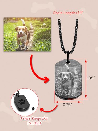 Zysta Urnen Anhänger mit Foto Gravur Asche Kette zum Befüllen Dog Tag Ascheamulett Edelstahl Hund Haustier Memorial Schmuck Personalisierte Geschenk