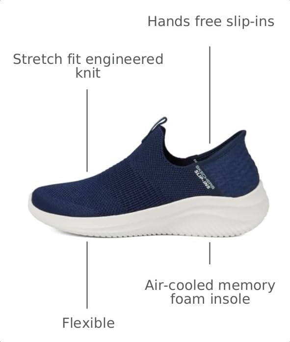 Image of Skechers Women's Hands Free Slip Ins Ultra Flex 3.0 Smooth Step, Navy, 10 Wide