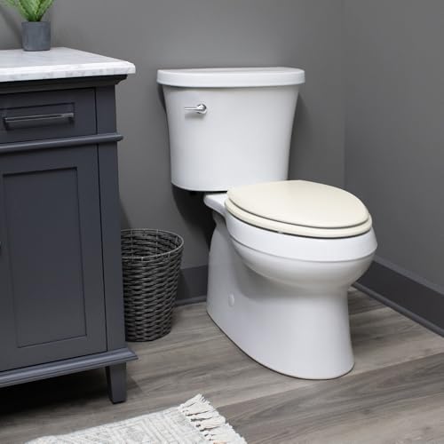 Image of Bemis 500EC Durable Wood Toilet Seat with Easy Clean Hinges, Made in USA, Round, Biscuit