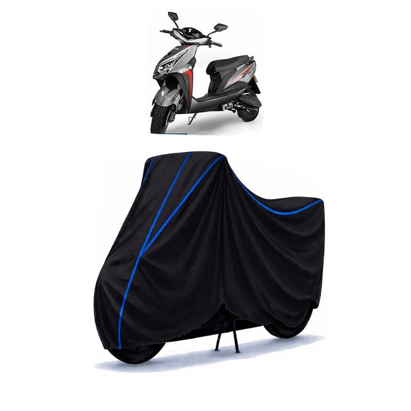 Image of Scooty Cover Water Resistant for Yo Drift DX Plus | Universal Scooter & Bike Cover | Heavy Duty UV Dust, Rain & Scratch Protection | Elastic Fit All Weather Indoor Outdoor | Black with Blue Piping